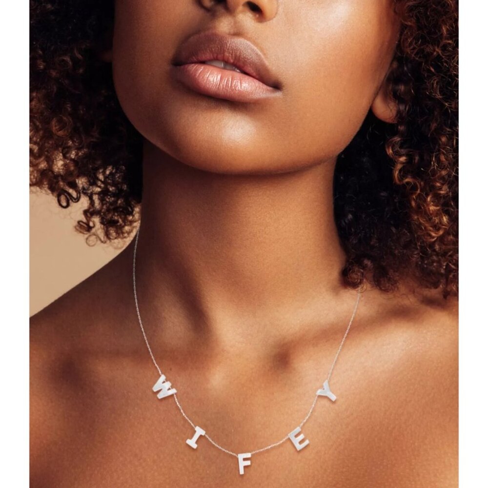 NWOT Sunkissed Sterling Mother-of-Pearl "Wifey" Necklace